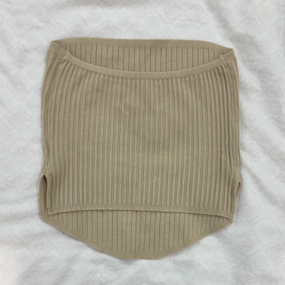 Tan Ribbed Knit Tube Top - Picture 3 of 5